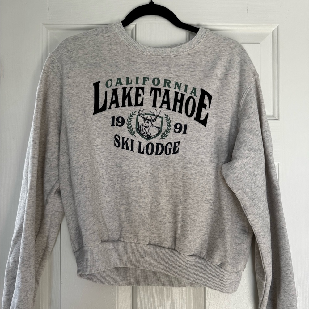 Hollister Gray Lake Tahoe Ski Lodge Sweatshirt